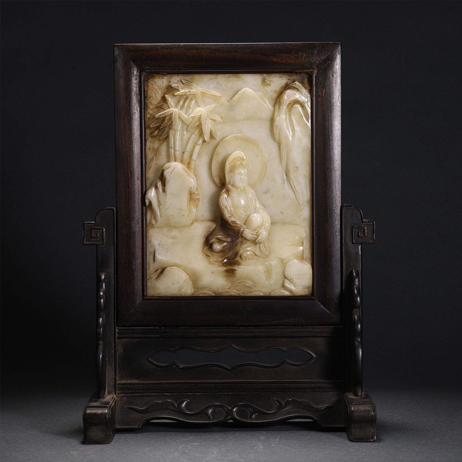 CHINESE SHOUSHAN STONE CARVED FIGURE DESIGN TABLE (1 of 10)