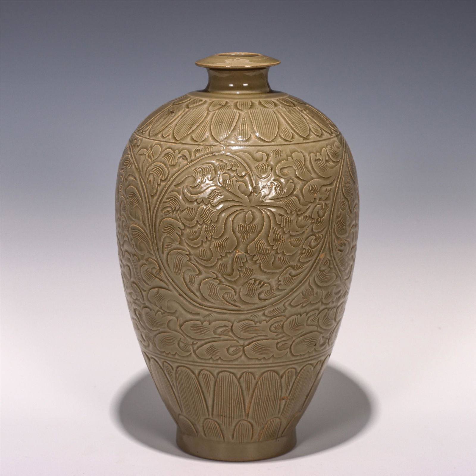 CHINESE ENGRAVED PEONIES PATTERN PORCELAIN MEIPING (1 of 9)