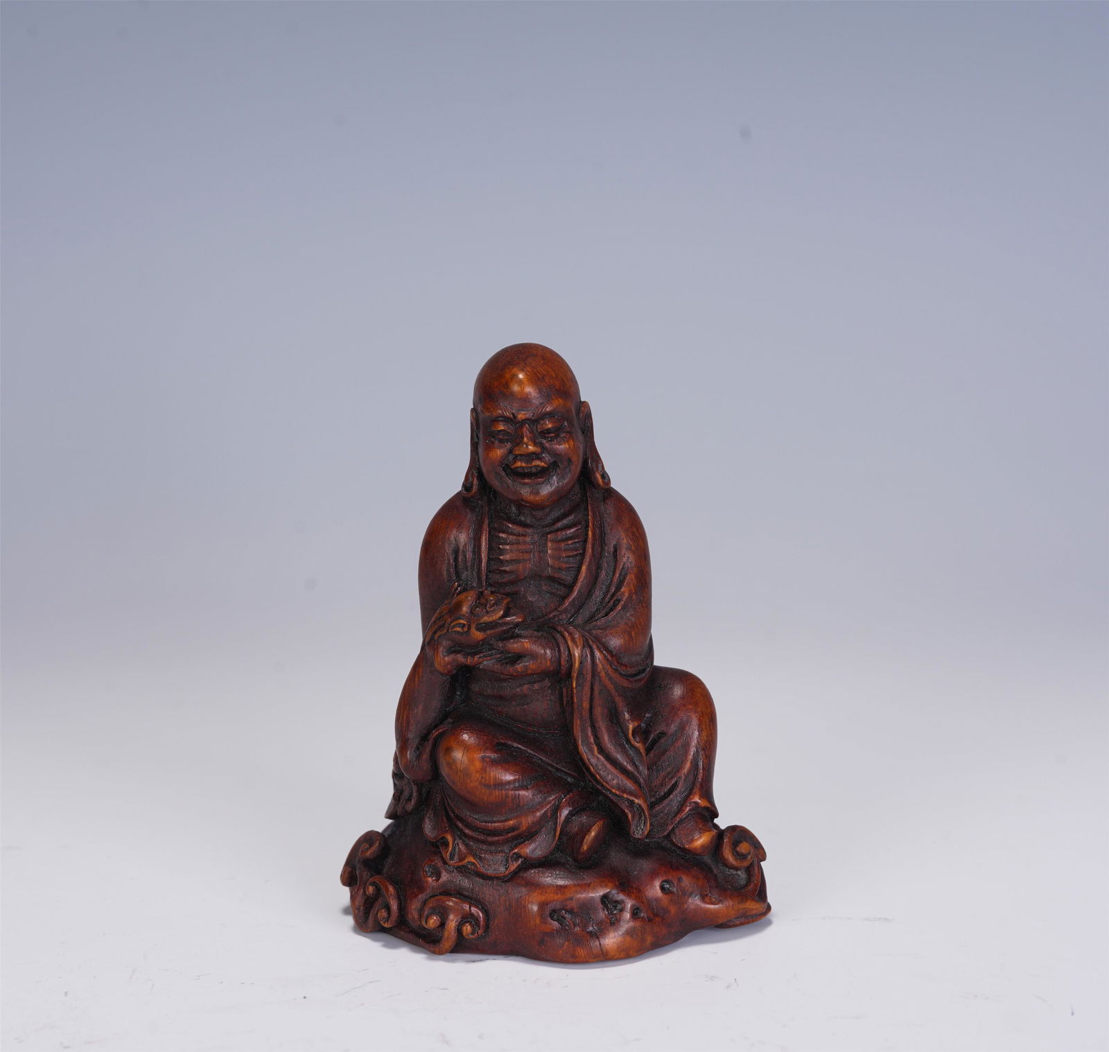 A CHINESE BAMBOO CARVED LUOHAN DECORATION (1 of 11)