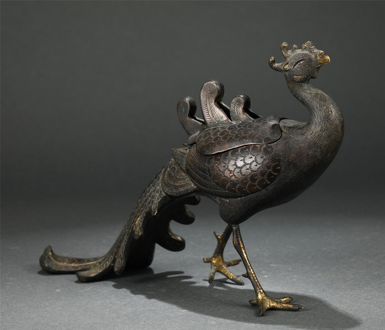A CHINESE BRONZE MYTHICAL BEAST SHAPED INCENSE BURNER (1 of 9)