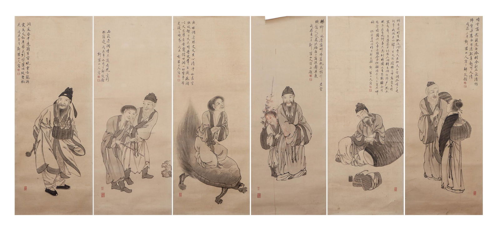 SIX PANELS CHINESE PAINTING OF FIGURE STORY (1 of 15)