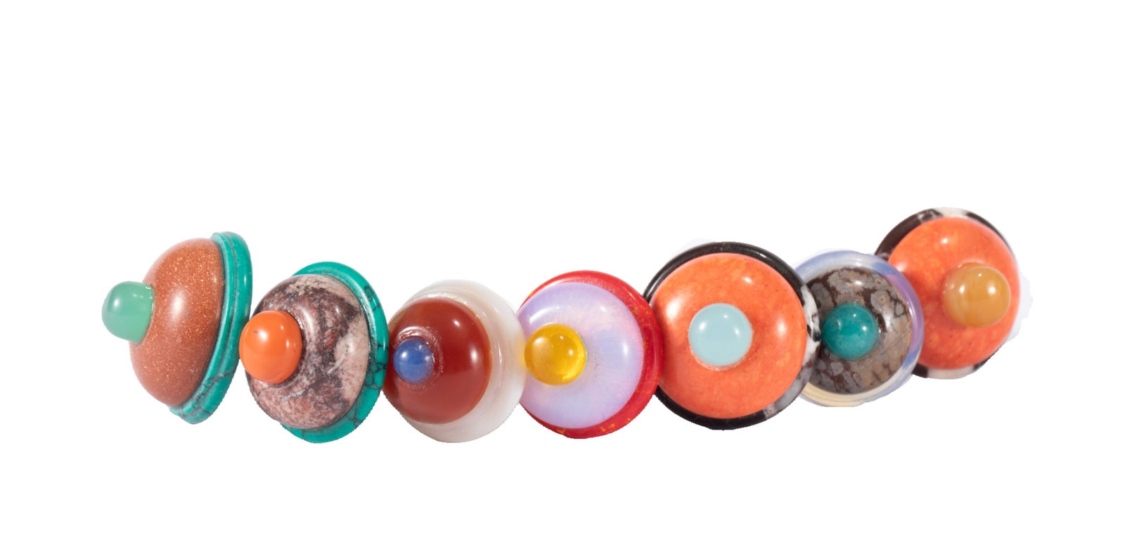 A GROUP OF SEVEN CHINESE SNUFF BOTTLE'S CAP (1 of 9)