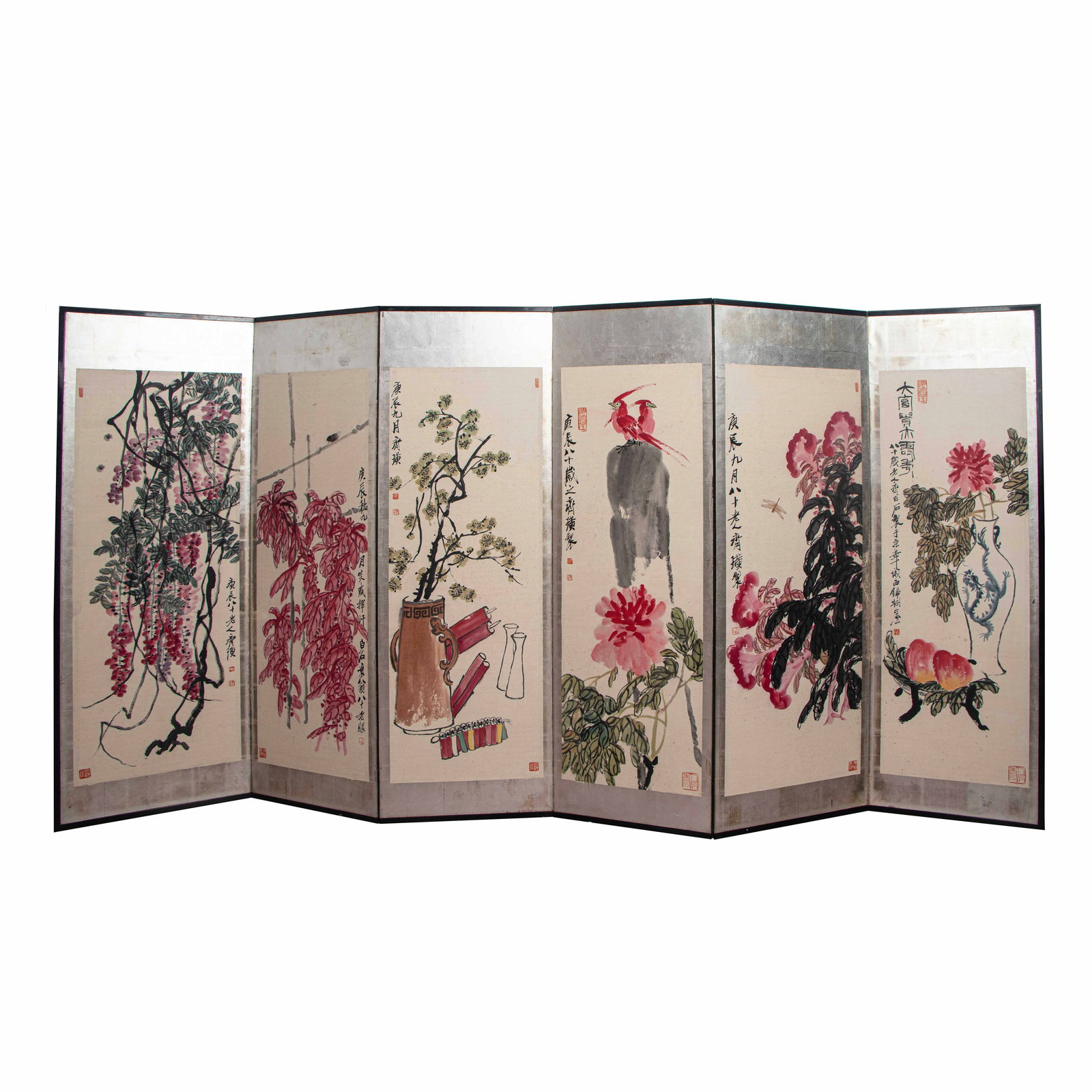 A CHINESE PAINTING OF FLOWERS,SIGNED QI BAISHI (1 of 7)