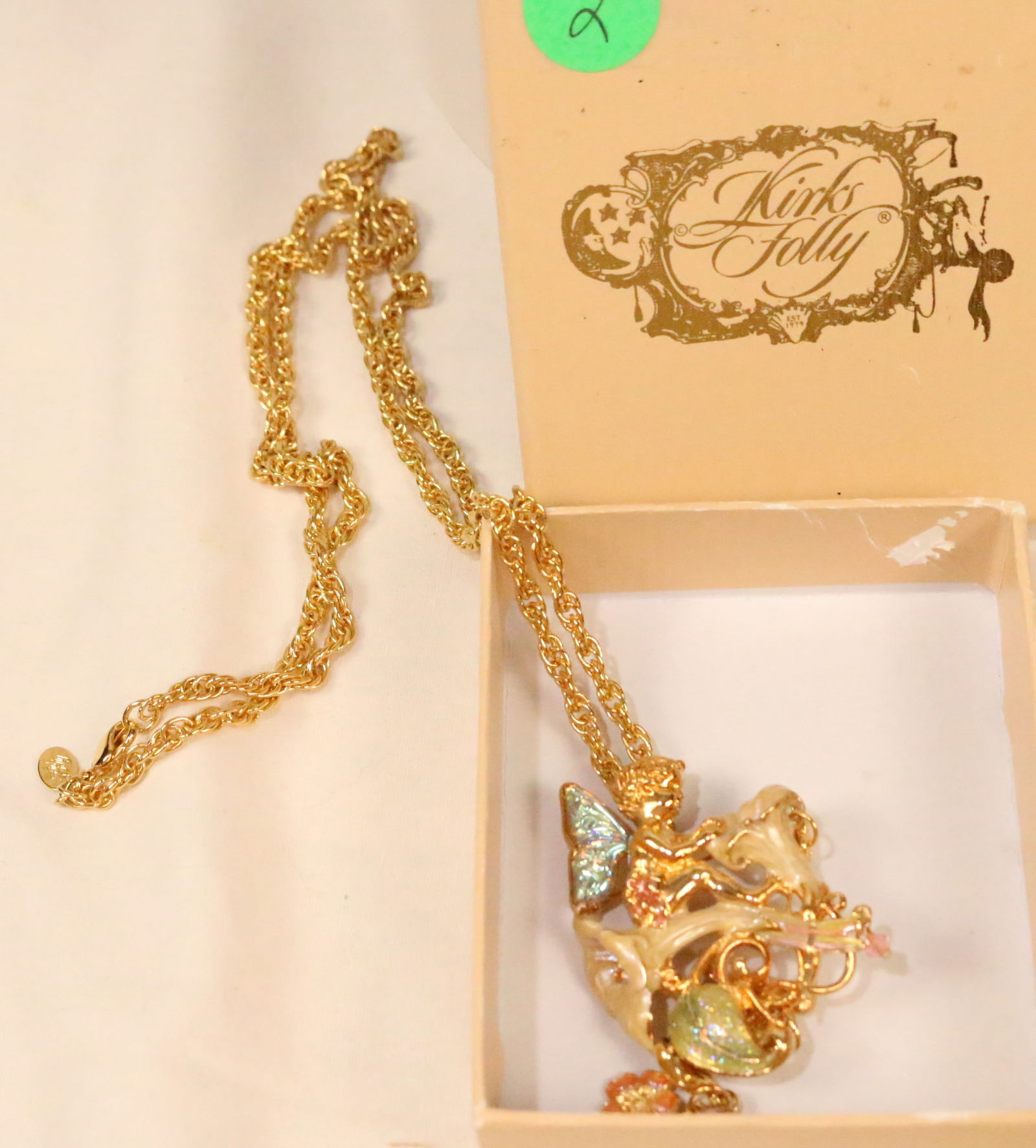 NEW Kirks Folly Gold tone Moonflower 'fairy brooch pendant on necklace chain in Original box (1 of 8)
