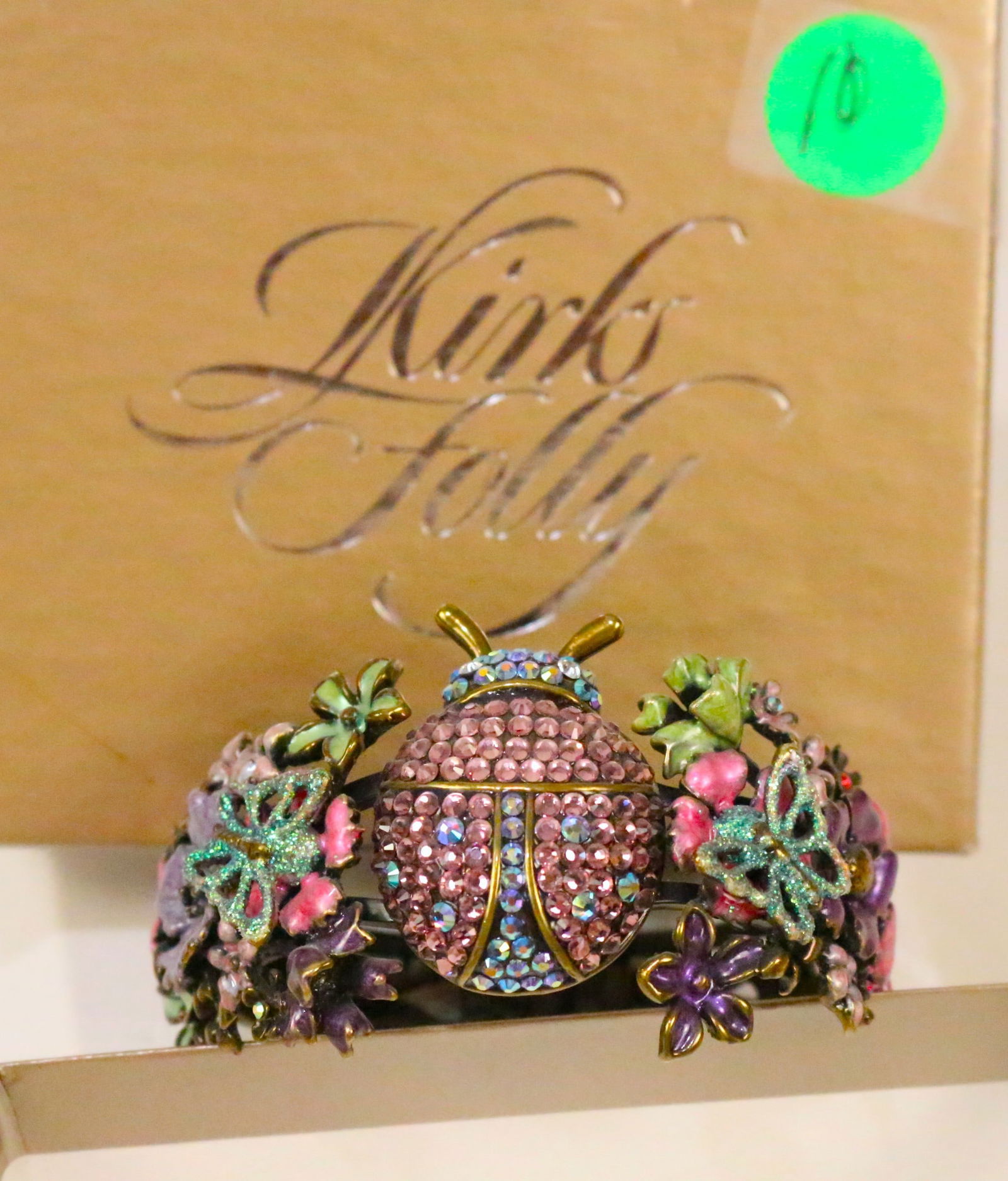 Kirks Folly Bronzetone Lady Bug Butterflies, flower cuff bracelet in the box. (1 of 9)