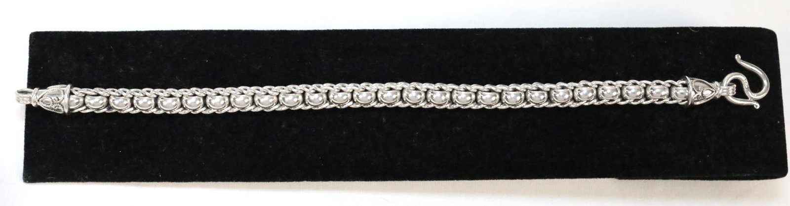 Sterling Silver Bali Indonesian solid Roller ball link bracelet. (1 of 7)