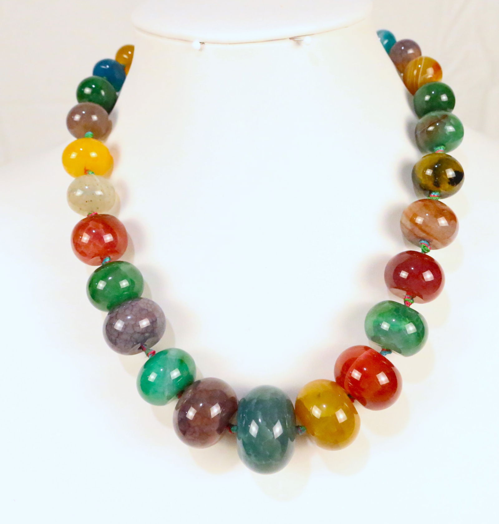 Chunky Lucas Lameth Multi Color Quartz & Agate Toggle Sterling Silver Necklace (1 of 6)