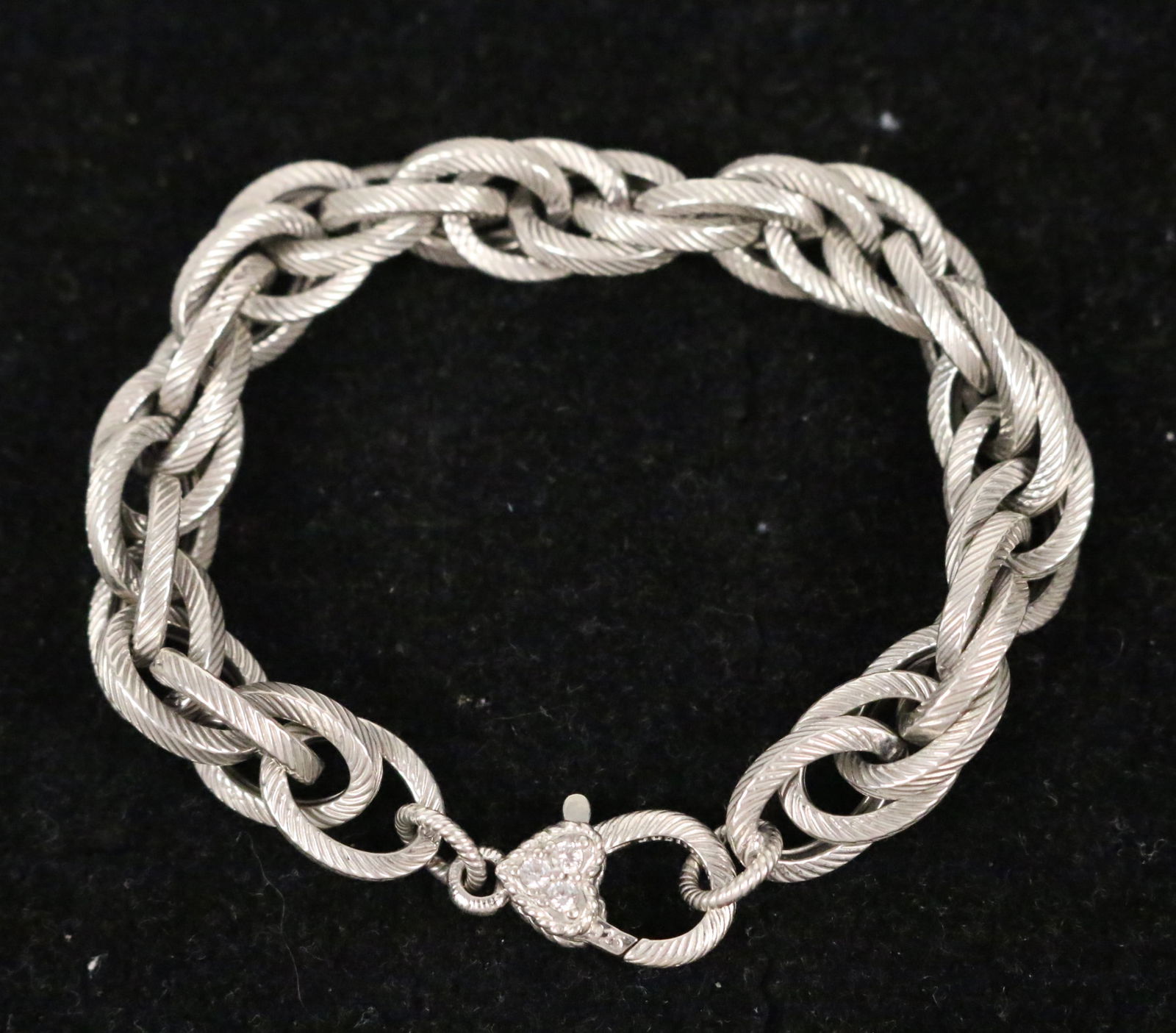 Judith Ripka Sterling Silver Textured Large Link Bracelet heart (1 of 6)