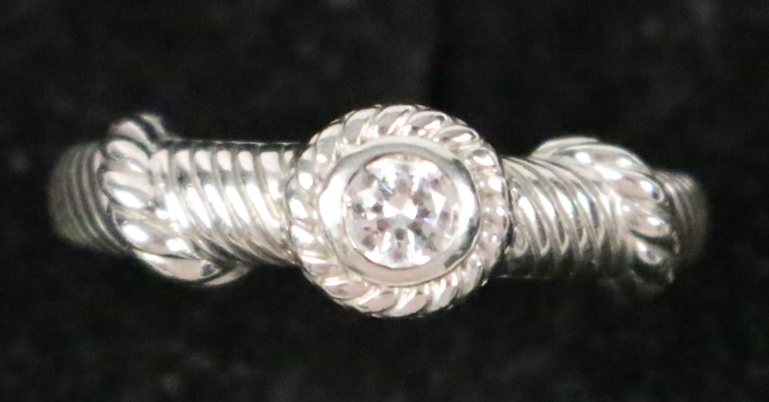 Judith Ripka Sterling Silver Ring Clear CZ Rope (1 of 7)
