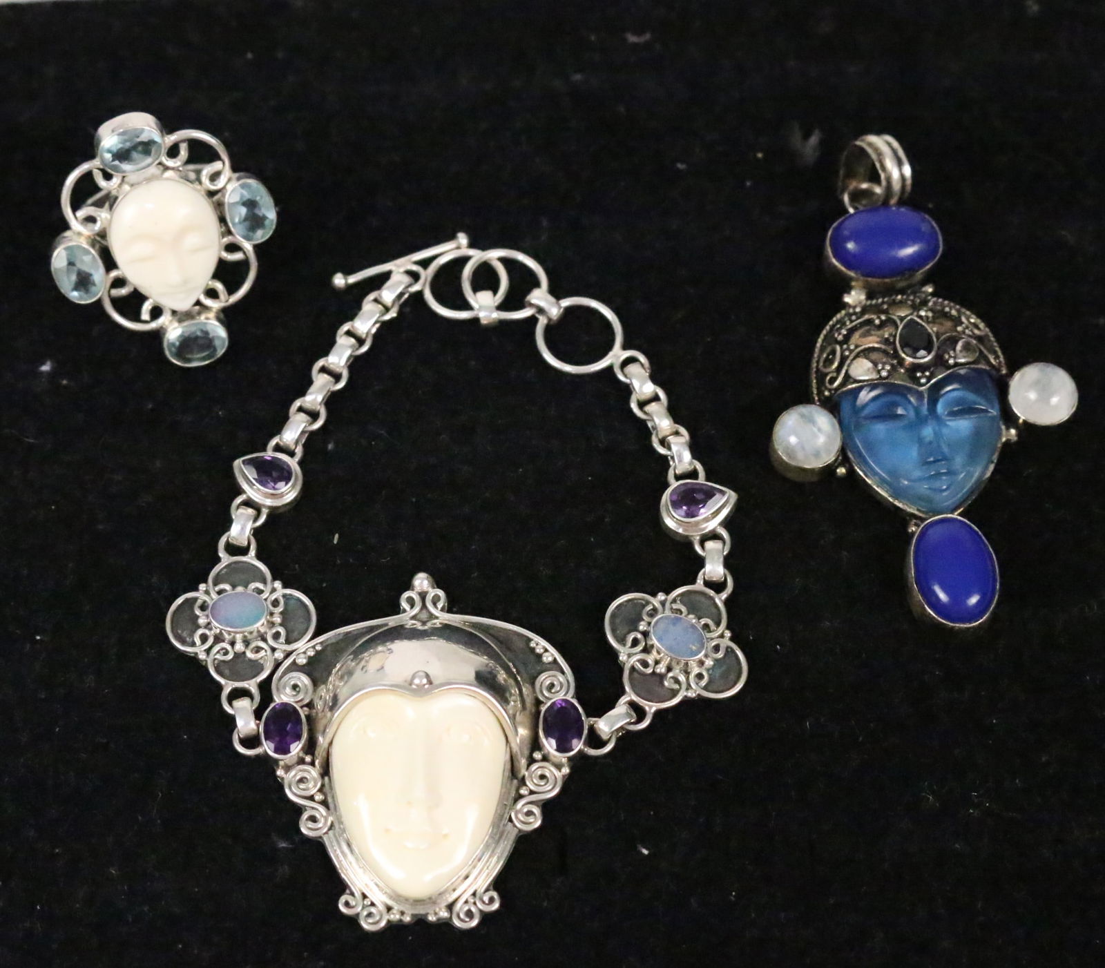 Sterling Silver Sajen Styled Goddess Bracelet, Pendant & Ring (1 of 8)