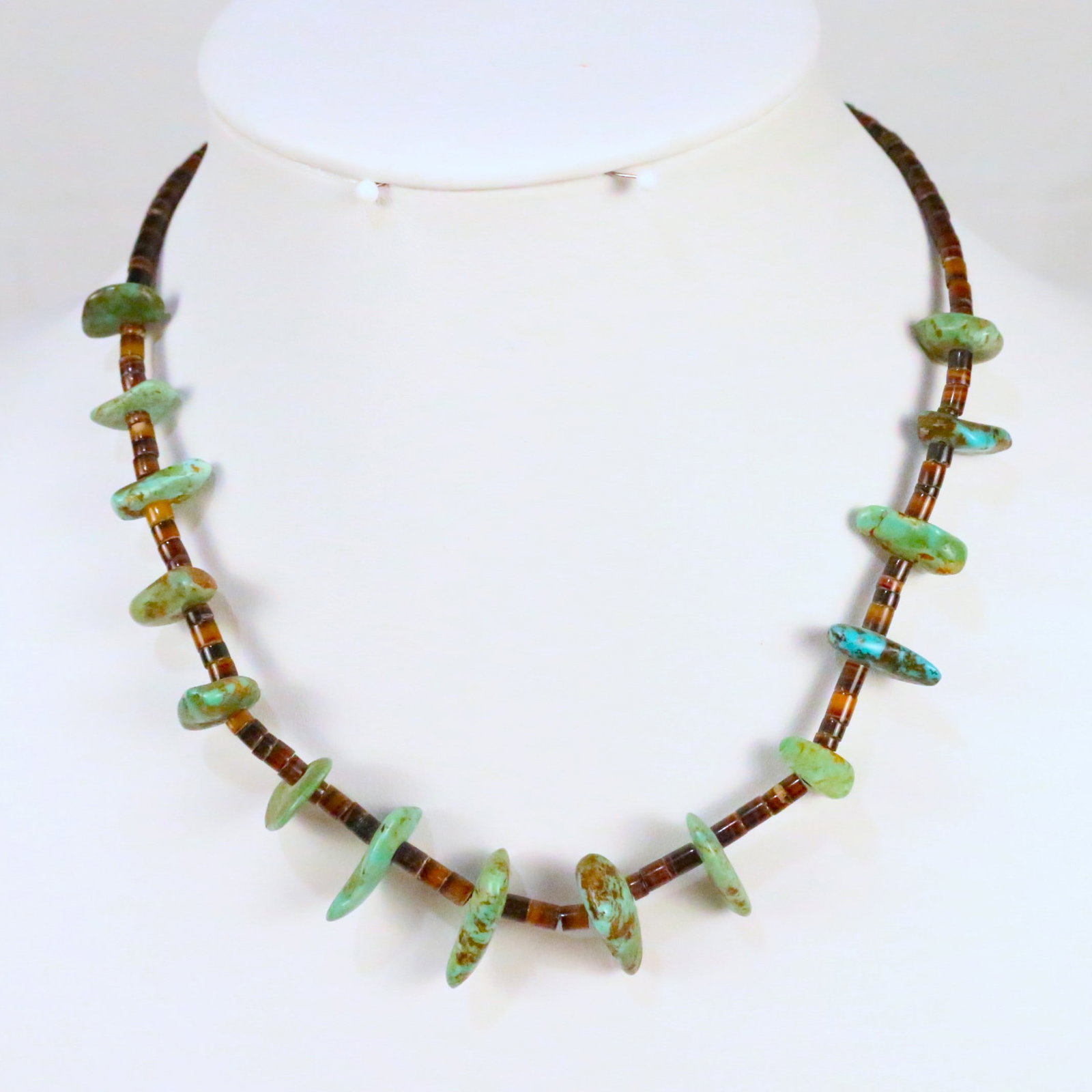 Native American Southwest Turquoise Tiger eye Bead Necklace (1 of 5)