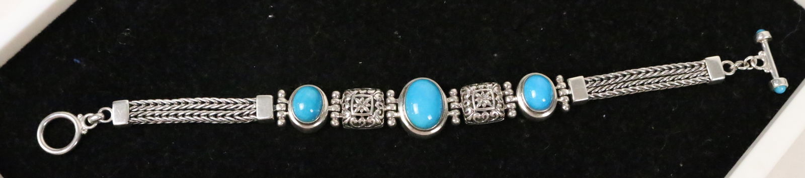 Sterling Silver Turquoise Toggle Bracelet (1 of 10)