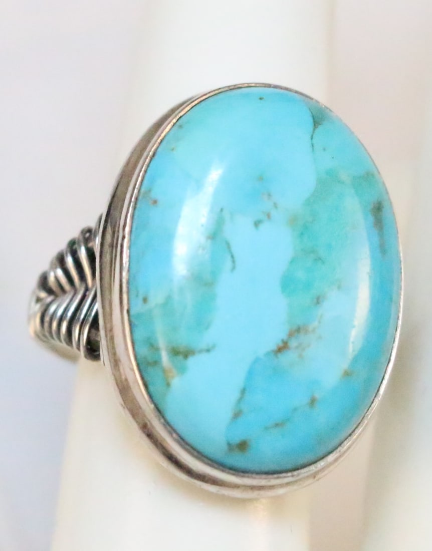 Sterling Silver Large Turquoise Ring (1 of 5)