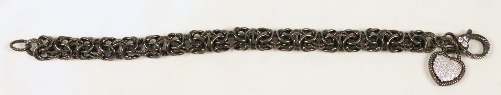 Judith Ripka Sterling Silver Rhodium Black byzantine heart CZ bracelet (1 of 5)