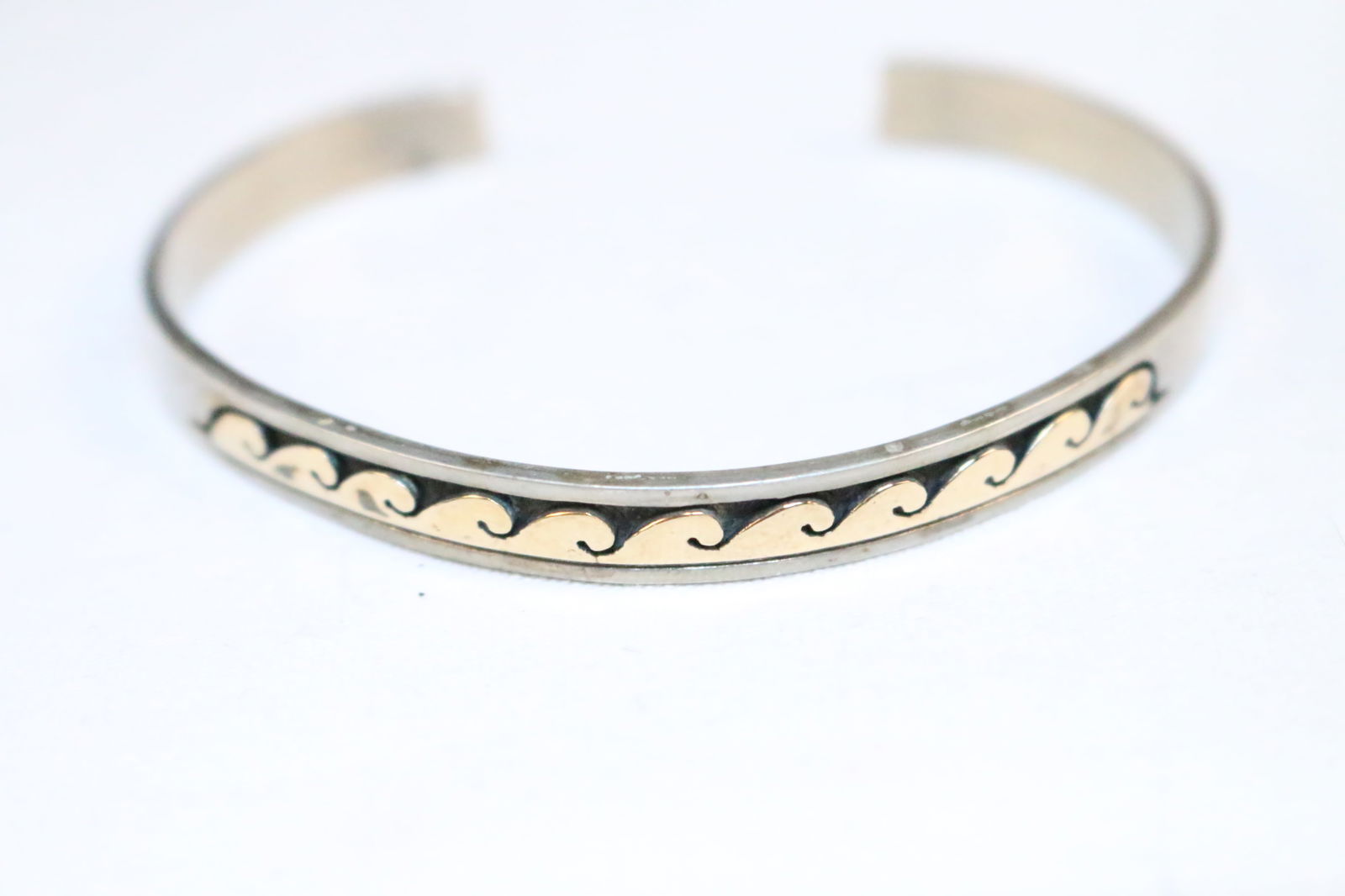 Sterling Silver 14KT Gold SKEETS Navajo Bracelet (1 of 4)