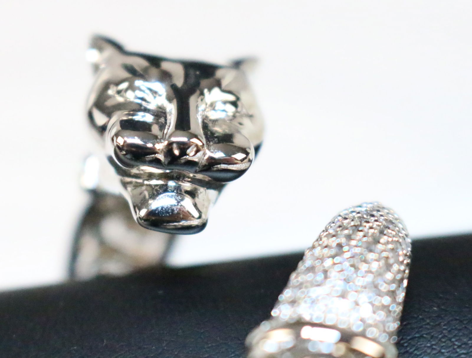 NEW Silver clad MILOR BRONZE ITALY CZ Panther Cuff Bracelet (1 of 8)