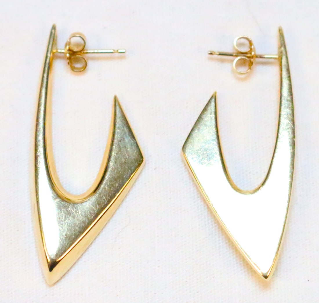 14KT Gold Modernist design drop earrings (1 of 3)