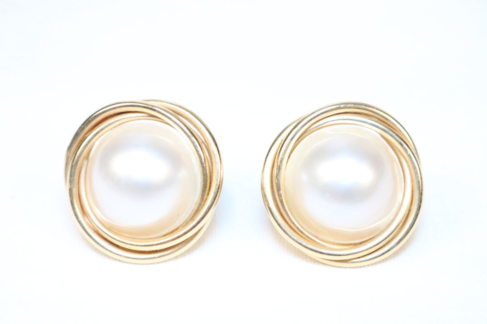 14KT Gold Large Mabe Pearl Earrings (1 of 3)