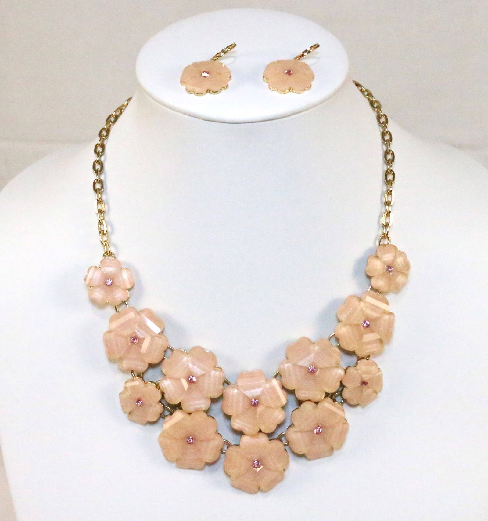 Joan Rivers NEW  Pink Flower Necklace Earrings Set (1 of 8)