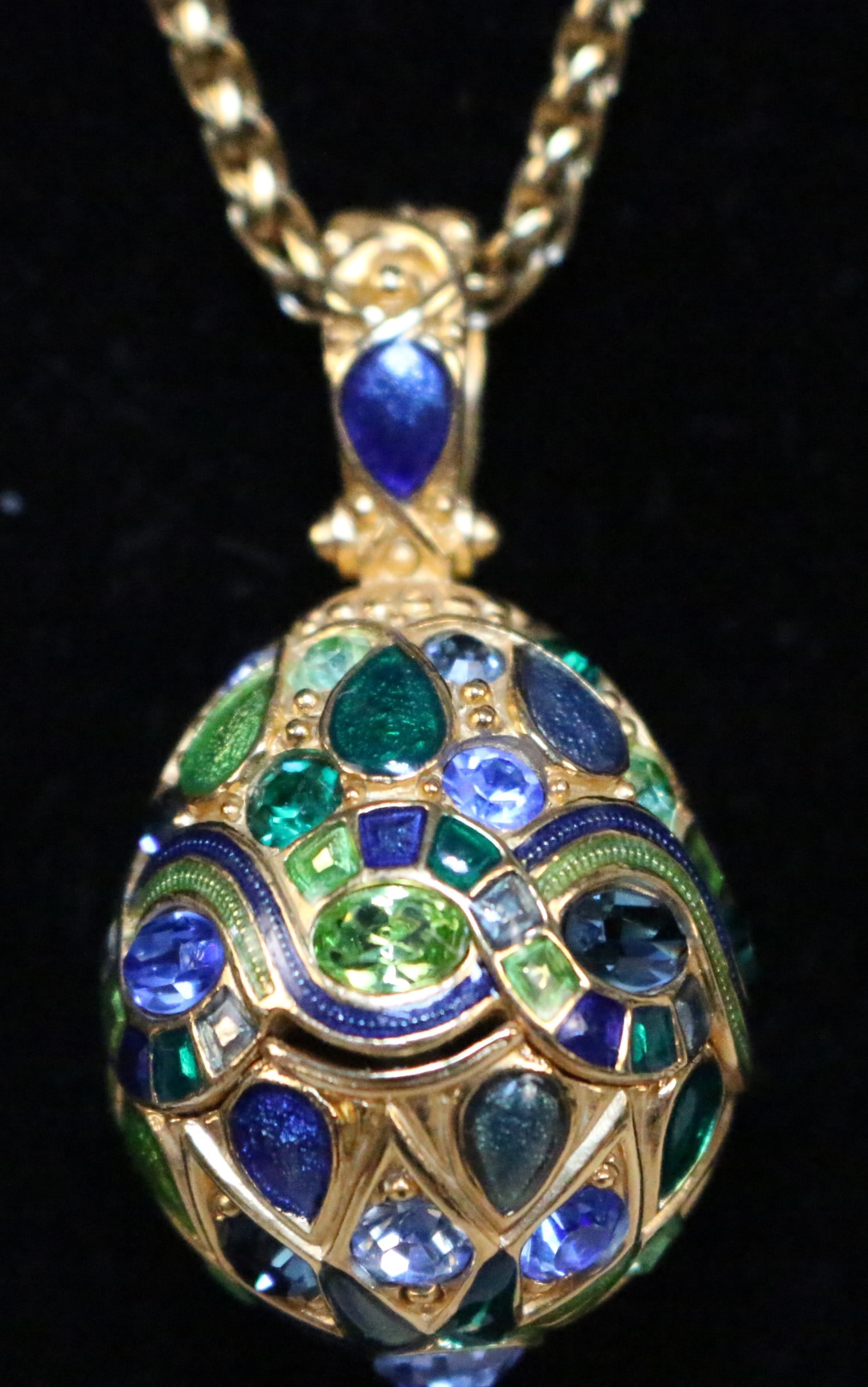 Joan Rivers Crystal Enamel Faberge Egg Pendant w/ 18kt GP Necklace (1 of 7)