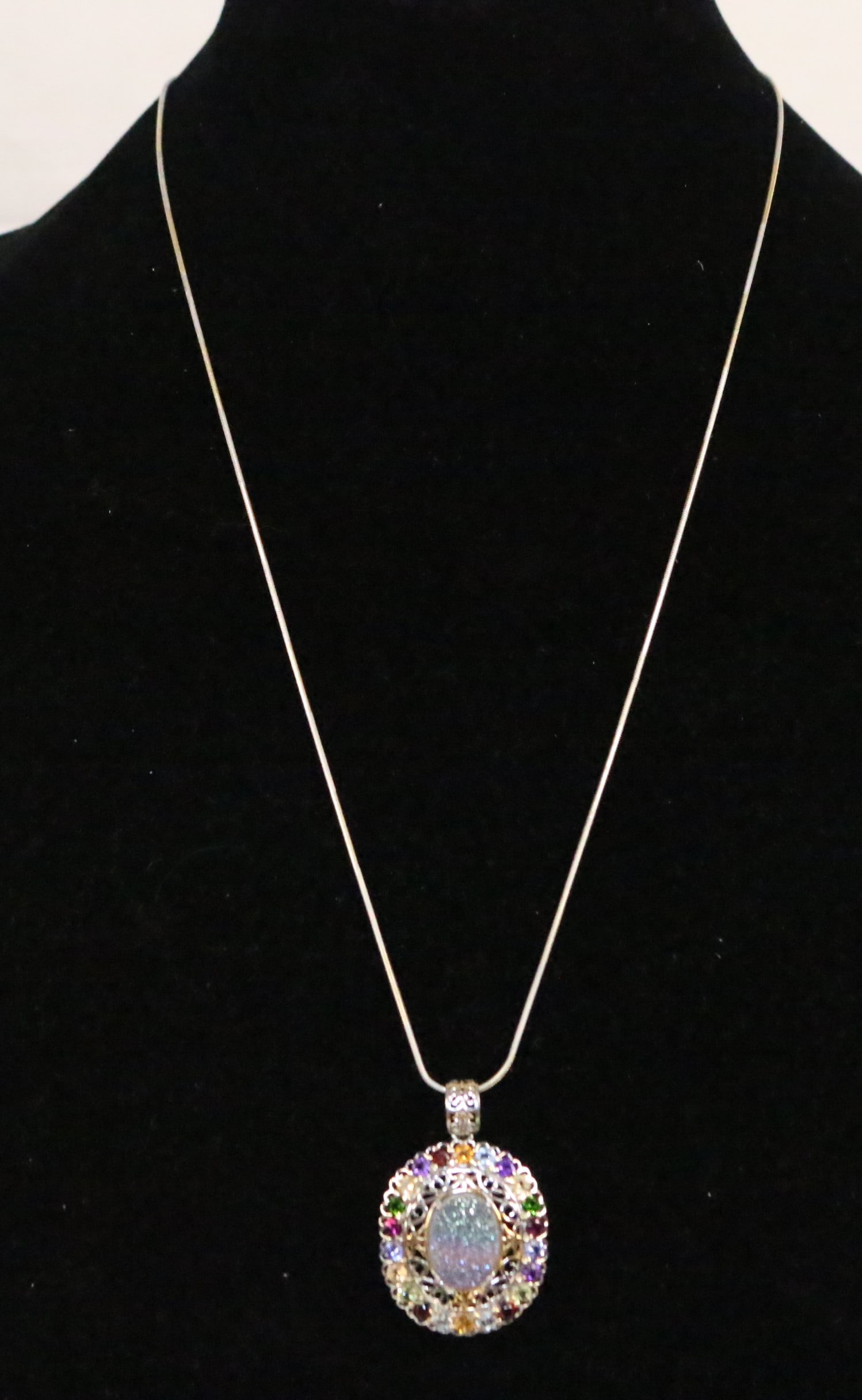 Sterling Silver Druzy Muli gemstone pendant necklace (1 of 5)