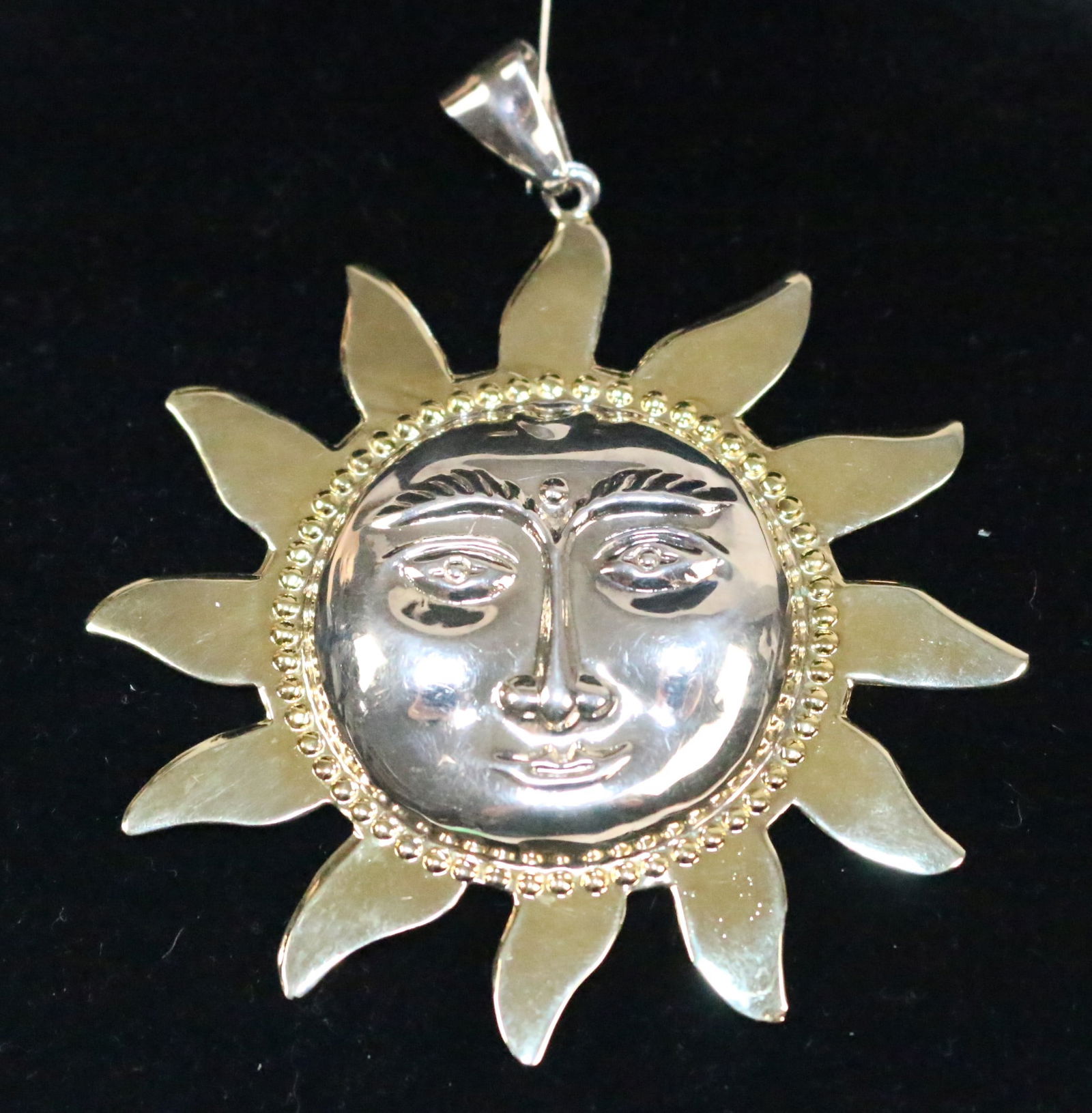 Sterling silver large moon face celestial star pendant (1 of 2)