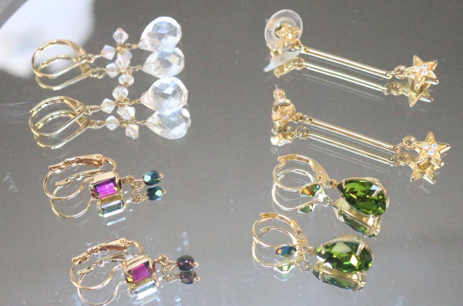 Kirks Folly Gold & Silver tone lot of 4 pair pierced earrings. (1 of 8)