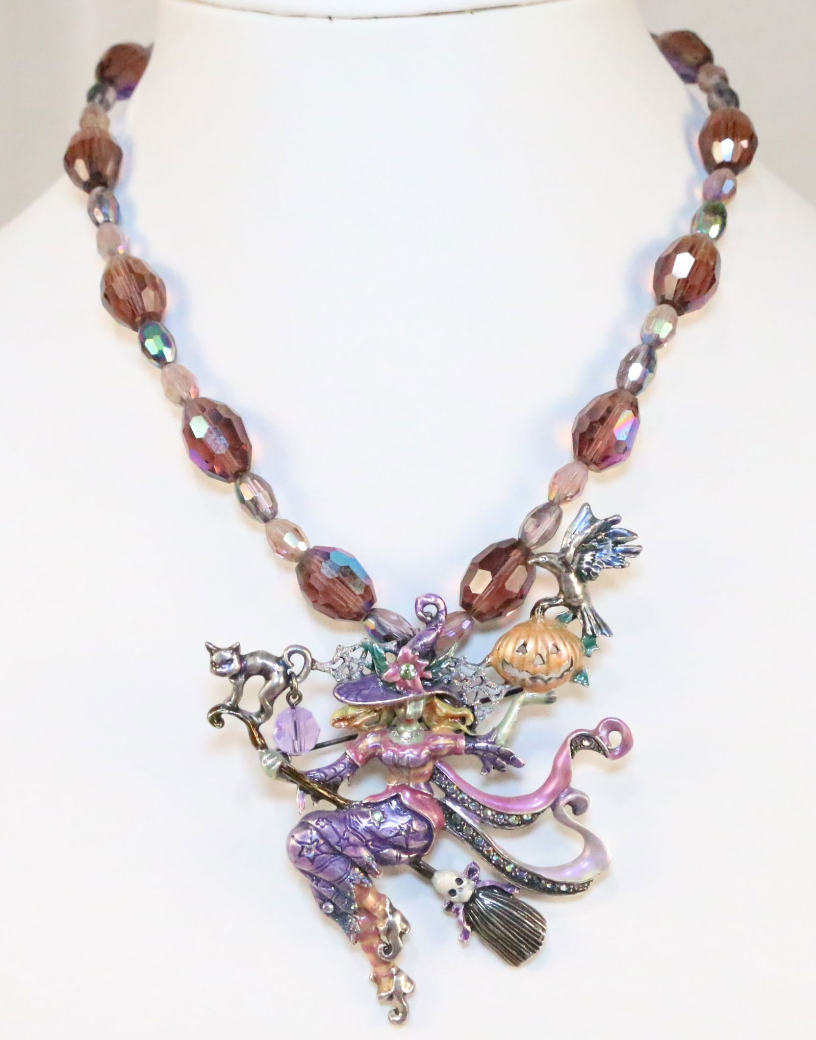 Kirks Folly Halloween Brooch Pendant Necklace Witch Pumpkin (1 of 10)