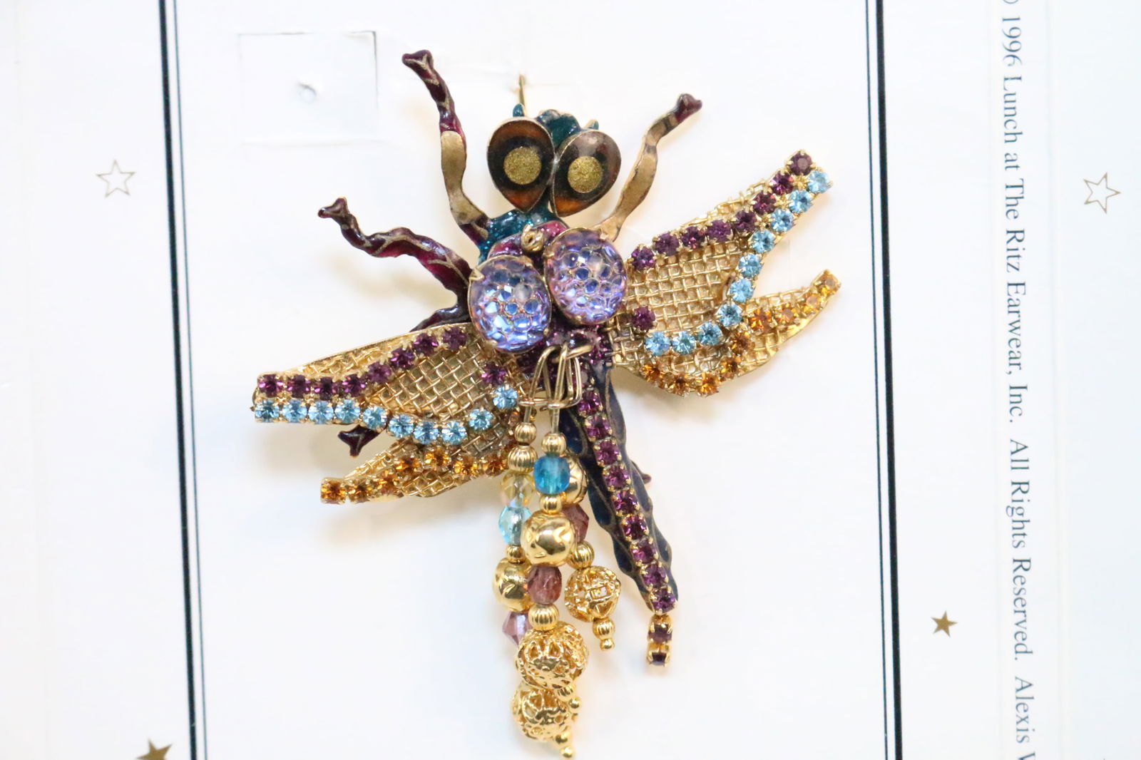 Lunch at the Ritz 24kt GP Enamel Crystal Dragonflies Pin Pendant (1 of 11)
