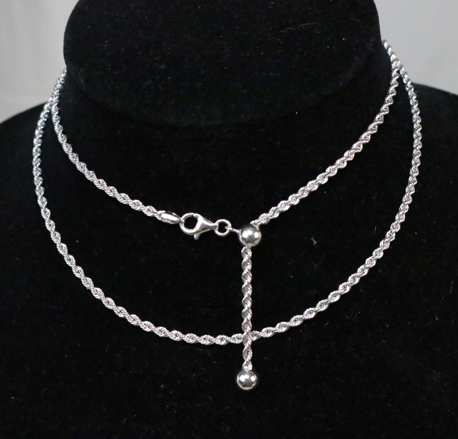 Sterling Silver Milor Italy Long Adjustable Rope Chain Necklace (1 of 3)