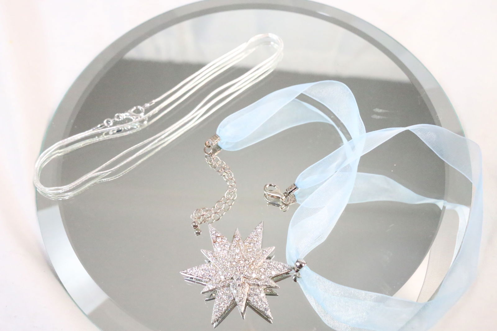 Sterling Silver DQCZ ESPO Large Star Pendant Necklace 2 chains (1 of 8)