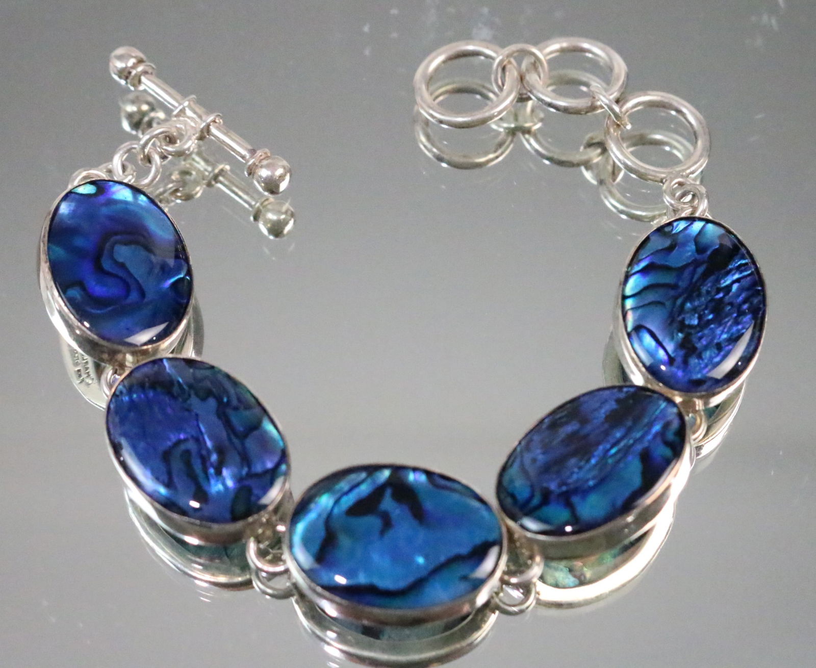 Charles Albert Sterling Silver Large Blue Abalone Bracelet (1 of 9)