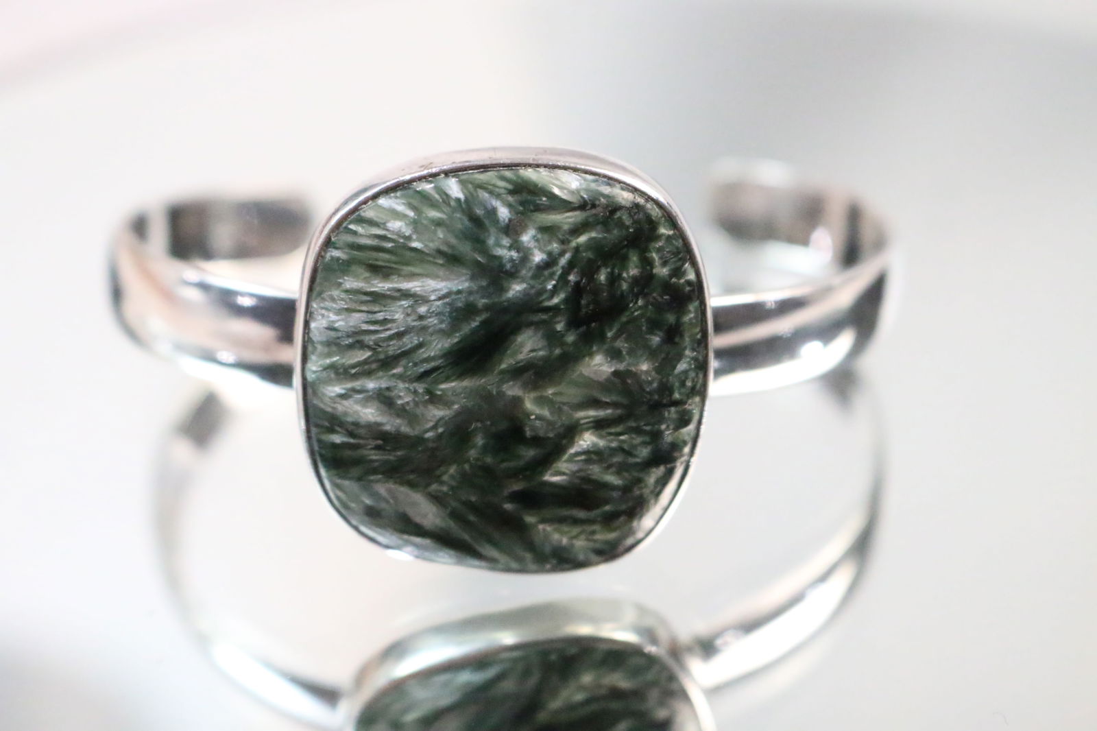 Charles Albert Sterling Silver Seraphinite Charoite Cuff Bracelet (1 of 7)