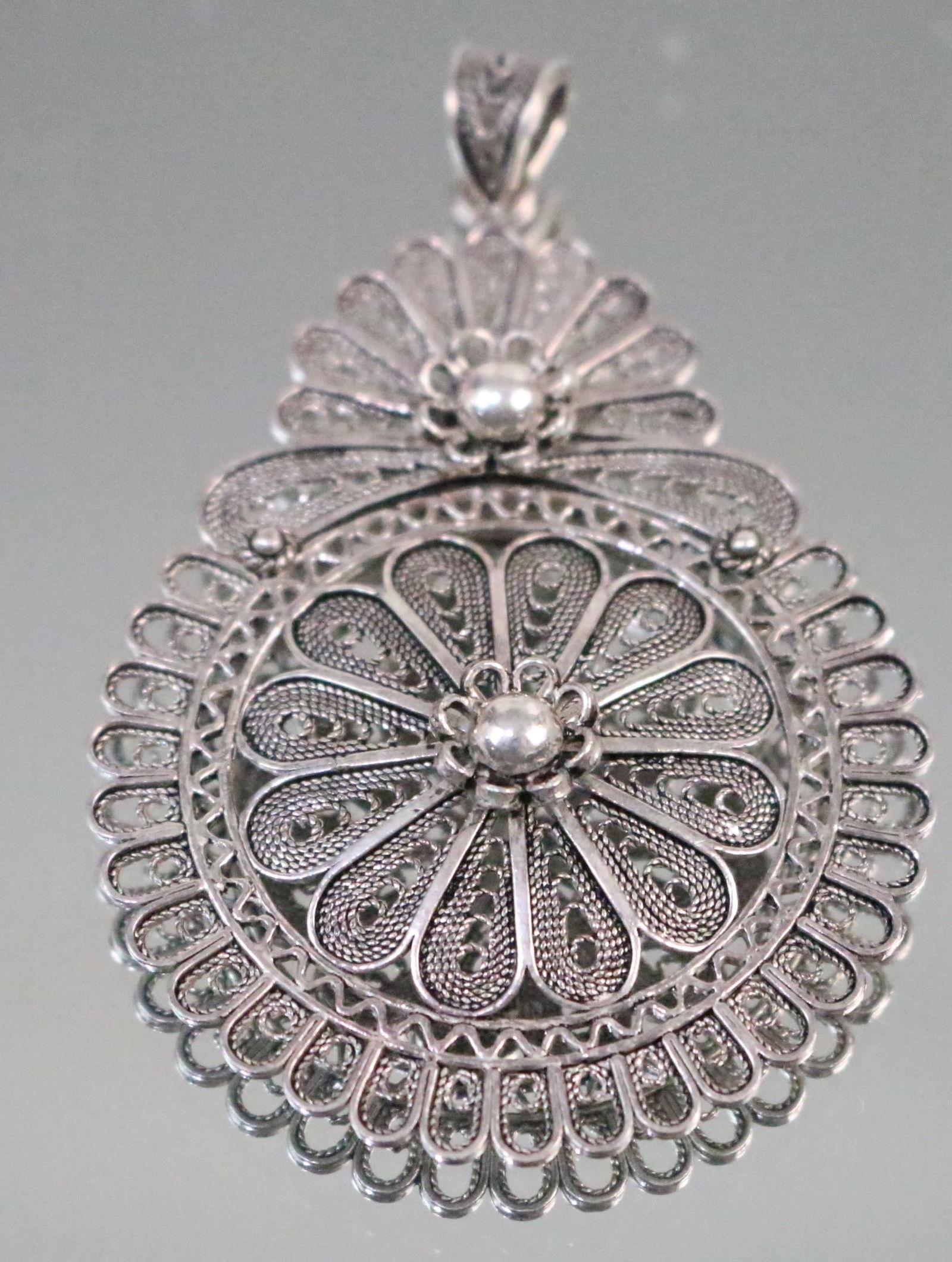 Sterling Silver DGS Turkey Large Filligree Swirl Floral Pendant (1 of 7)