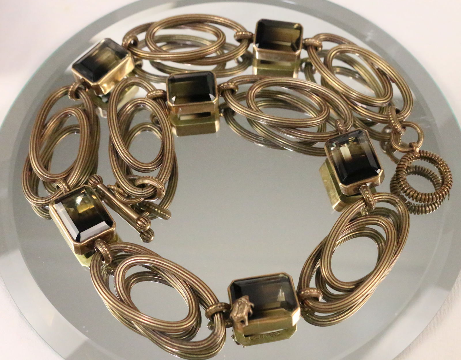 Designer Stephen Dweck Signed One of a Kind Adam Beetle Modern Bronze Smoky Quartz Necklace (1 of 11)