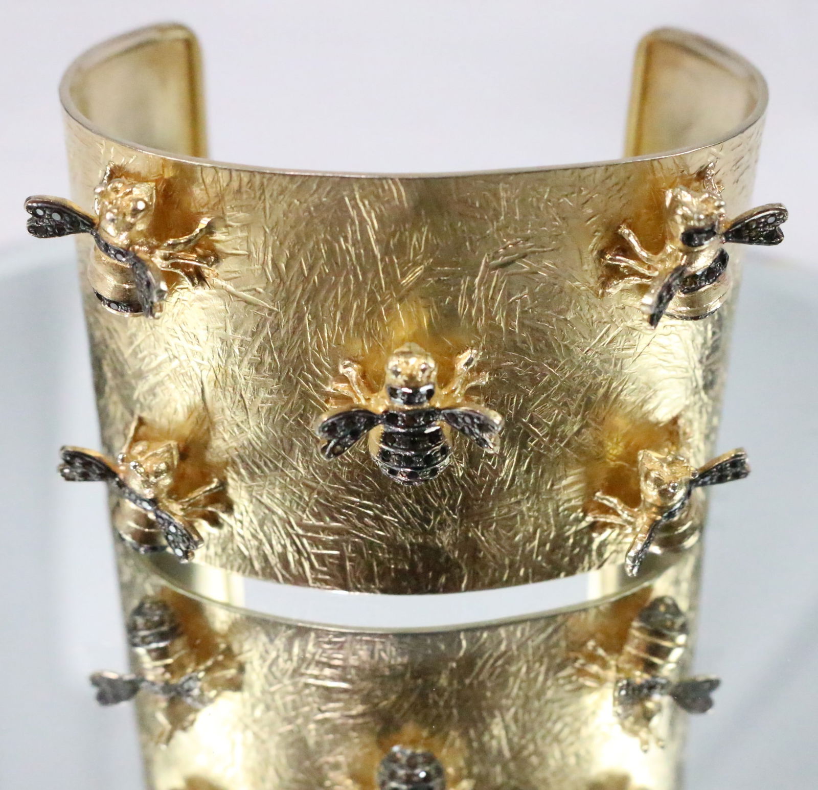 RARE Neda Benham Gold Wash Sterling Silver Yellow Tourmaline Bumble Bee Cuff Bracelet (1 of 11)