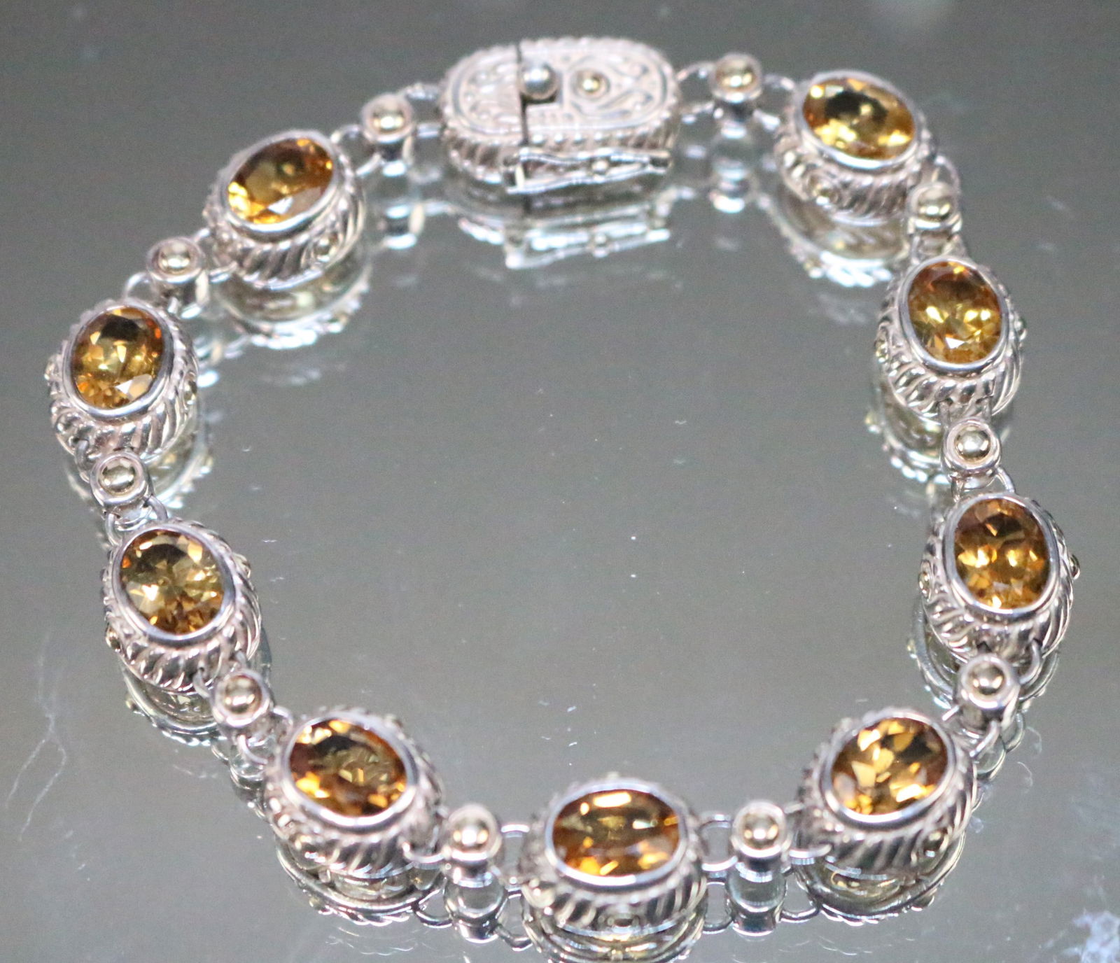 BJC Samuel Benham 18kt Sterling Silver 10+ Carat Yellow Citrine Bracelet (1 of 7)