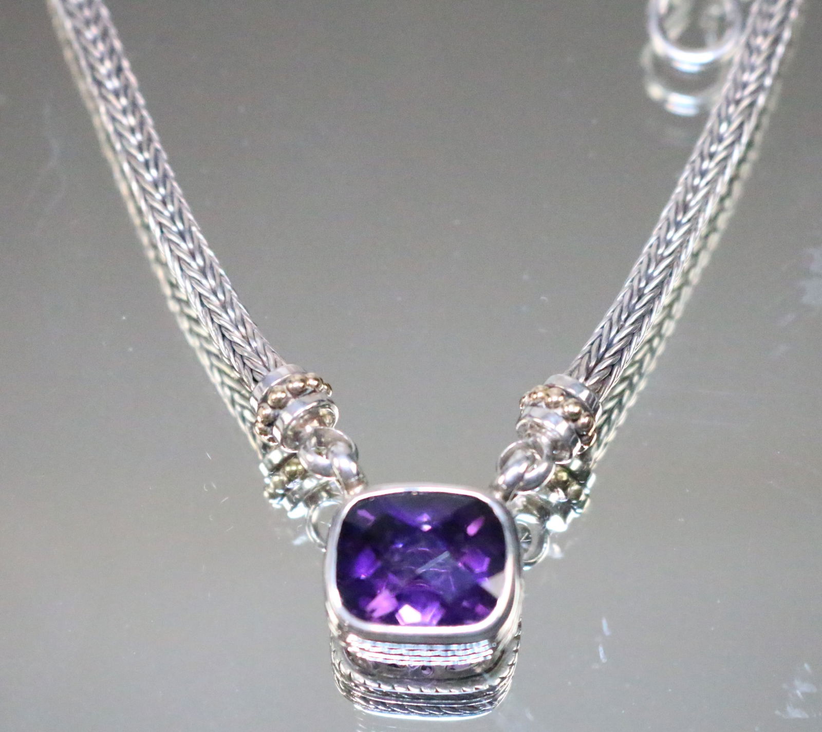 BJC Samuel Benham 18kt Sterling Silver 5 Carat + Amethyst Pendant Necklace (1 of 9)