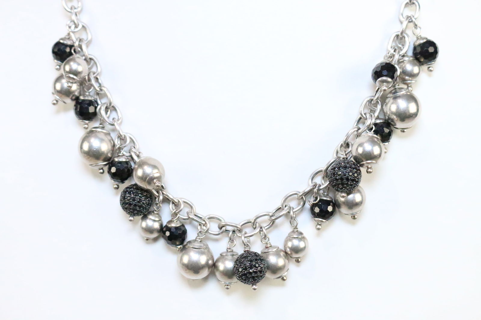 Sterling Silver Milor Italy Onyx Black Spinel Necklace (1 of 4)