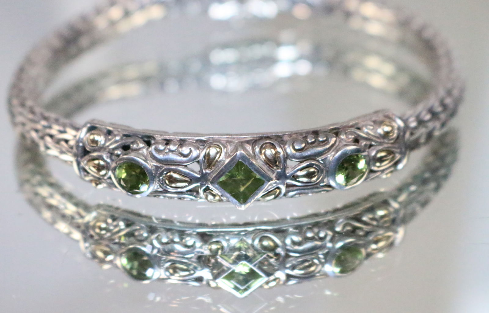 18kt Gold Sterling Silver Thailand Bali Chrysoprase Bracelet (1 of 7)