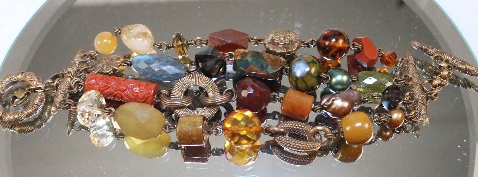 Stephen Dweck Multi stone Sterling Brass Toggle bracelet. (1 of 11)