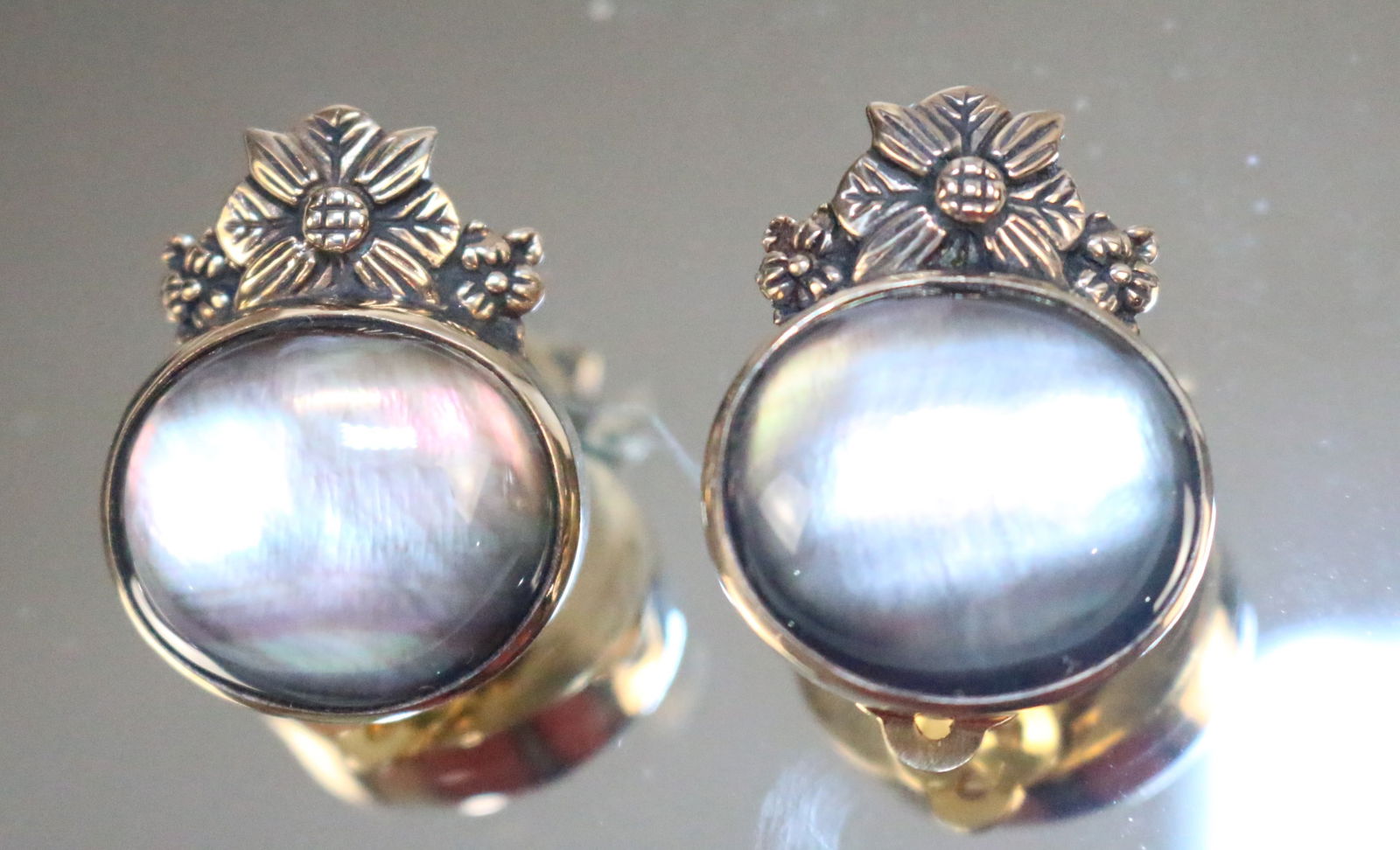 Stephen Dweck Bronze large moonstone clip earrings (1 of 5)