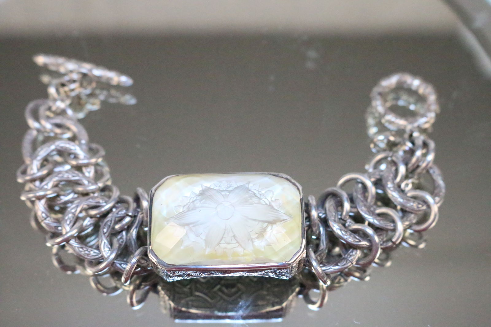 Stephen Dweck Sterling Silver Carved floral bracelet (1 of 10)