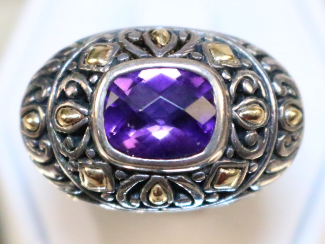 BJC Samuel Benham 18kt Gold Sterling Silver Amethyst Ring (1 of 6)