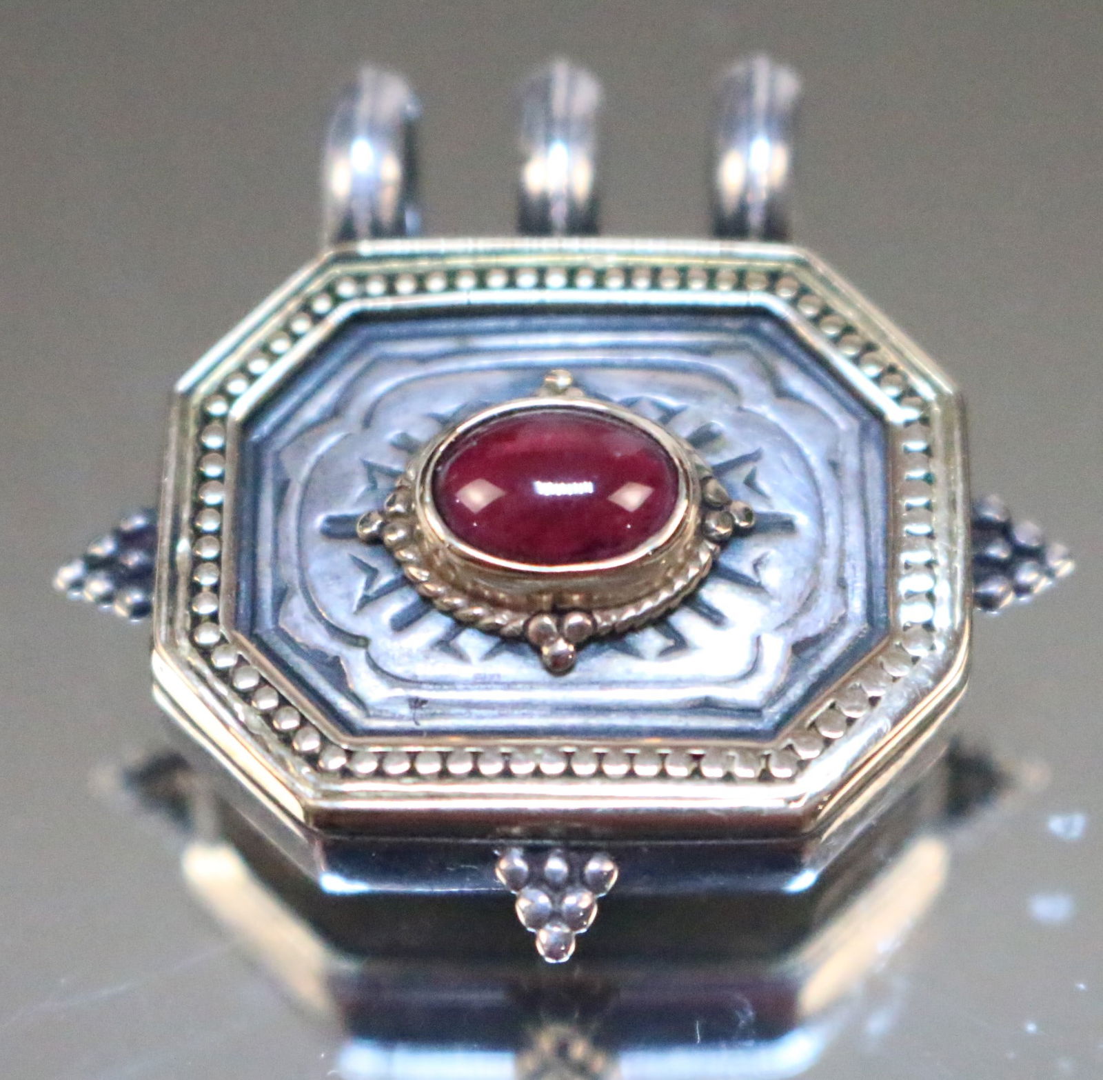 Authentic Early Vintage? KONSTANTINO 18kt Gold Sterling Silver Ruby Pendant (1 of 3)