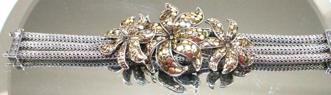 RARE John Hardy 18kt gold Sterling Silver Dot Ayu Frangipani Bracelet (1 of 11)