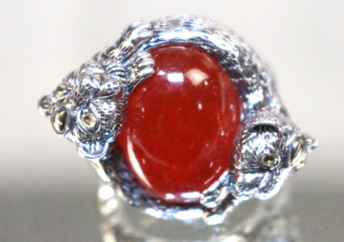 JAi by John Hardy Sterling Silver Red Jade Citrine Leopard Cubs Ring (1 of 8)