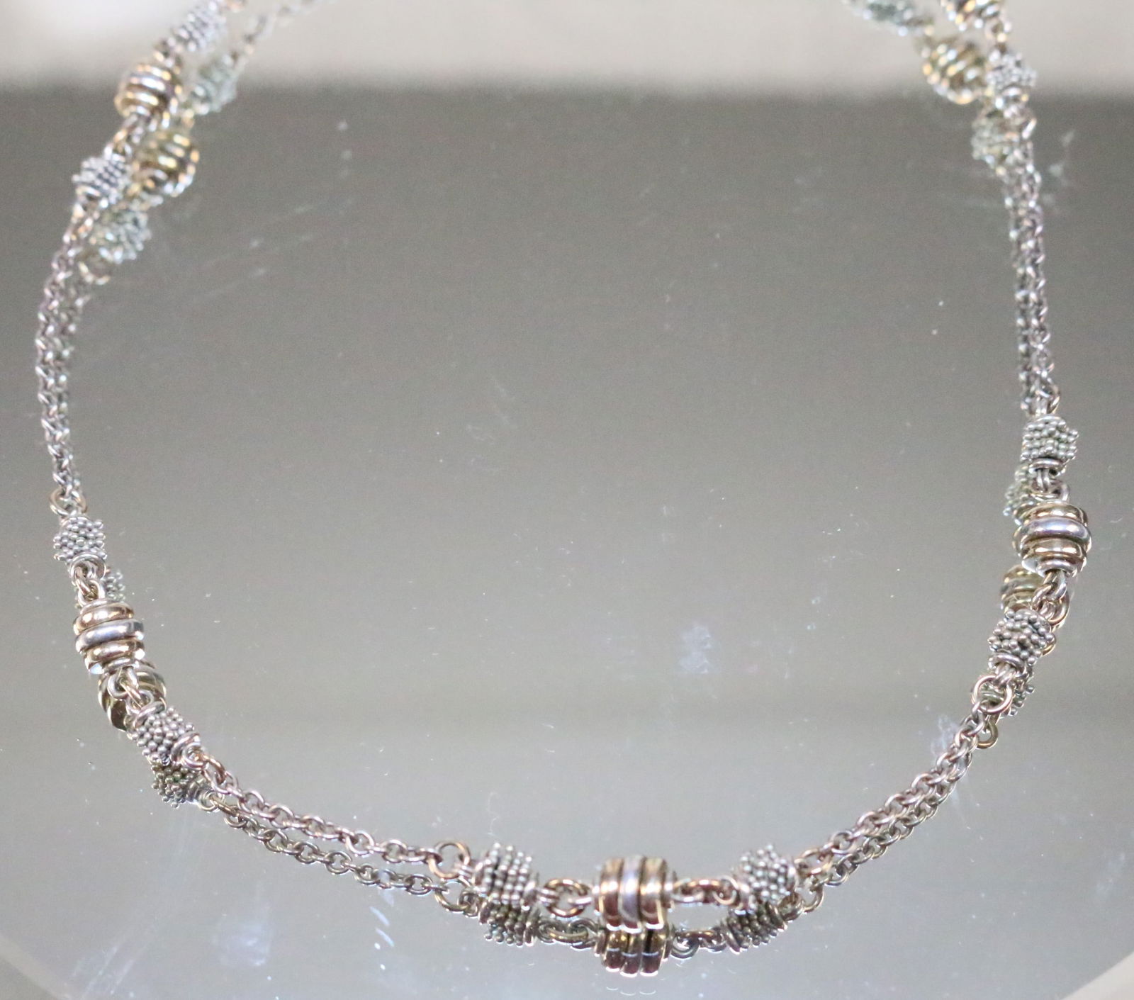 Michael Dawkins Sterling Silver 2 tone Caviar Link Necklace (1 of 7)