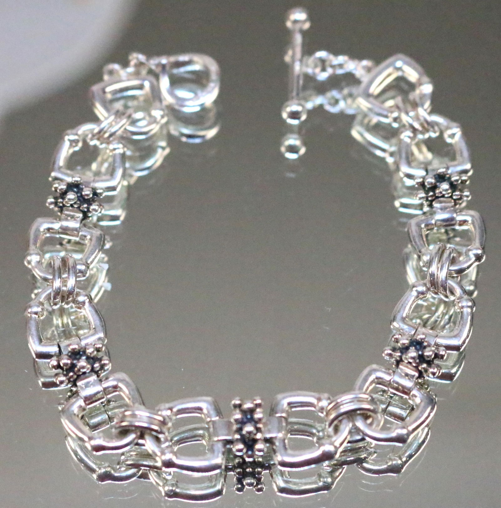 Michael Dawkins Sterling Silver Caviar link bracelet (1 of 7)