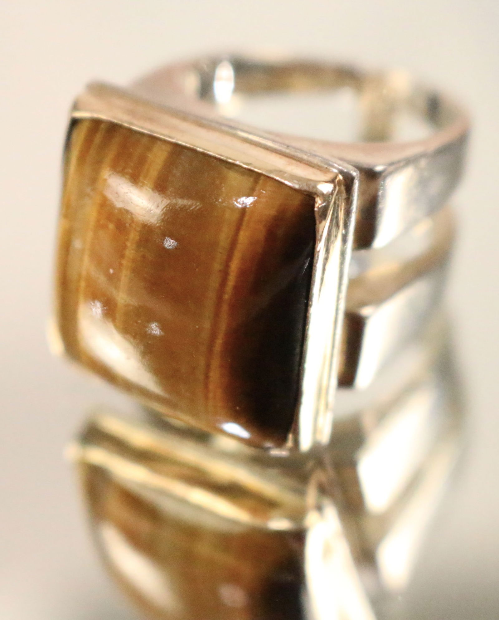 Michael Dawkins Sterling Silver Huge Modern Tiger Eye Ring (1 of 9)